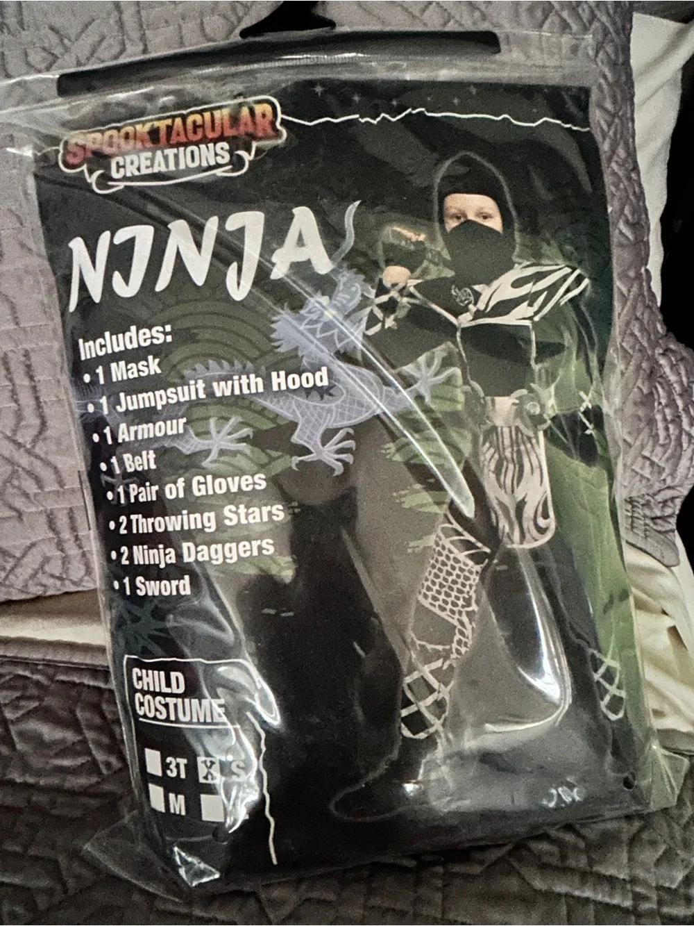 Kids Ninja Costume - Black & Silver
